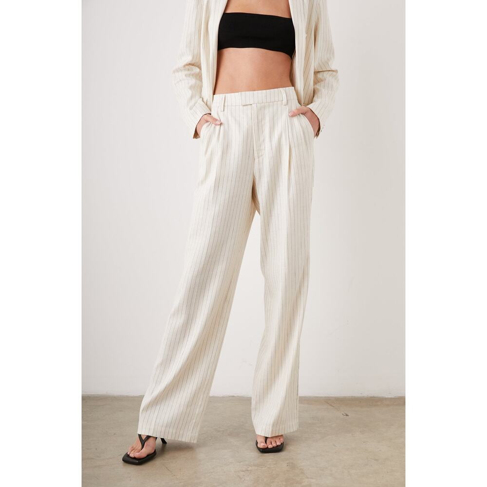 RAILS Marnie Pant Ivory Pinstripe Wide Leg Linen Women's 12 Chic Everyday $228